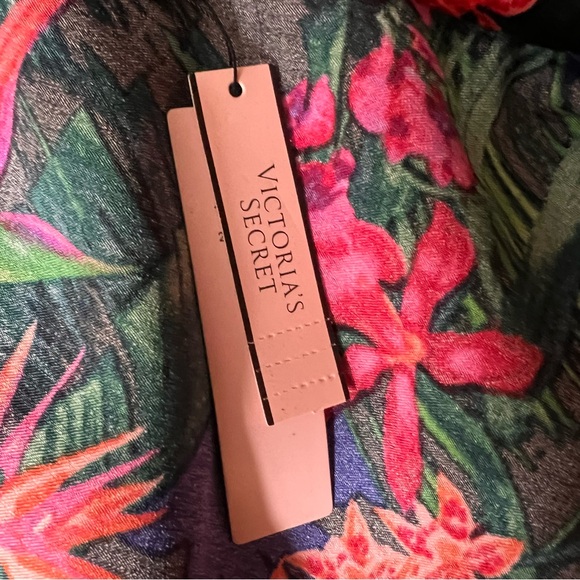 NWT Victoria's Secret Moonlight Tropic Multicolor Floral Satin lace Robe belted - Picture 7 of 11